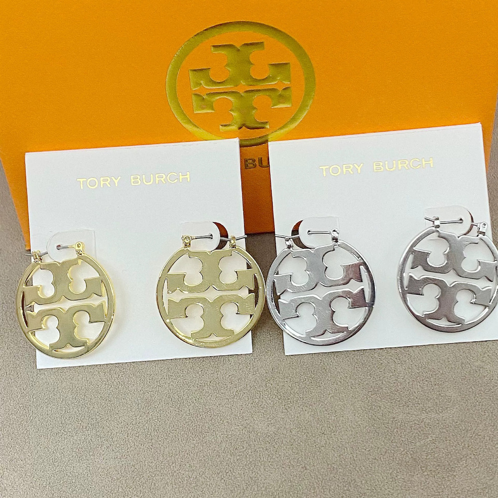 Tory Burch Round Metal Earrings Classic Trendy
